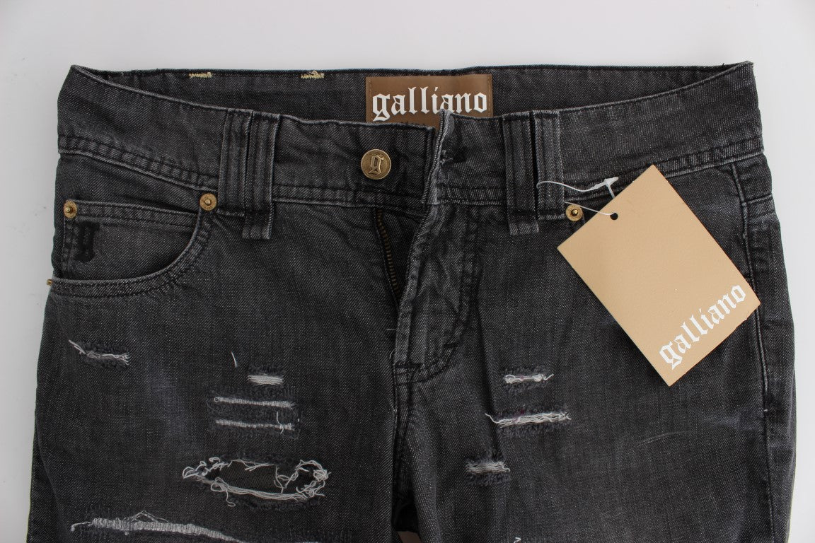 John Galliano Schicke, gerade geschnittene Jeans in grauer Waschung