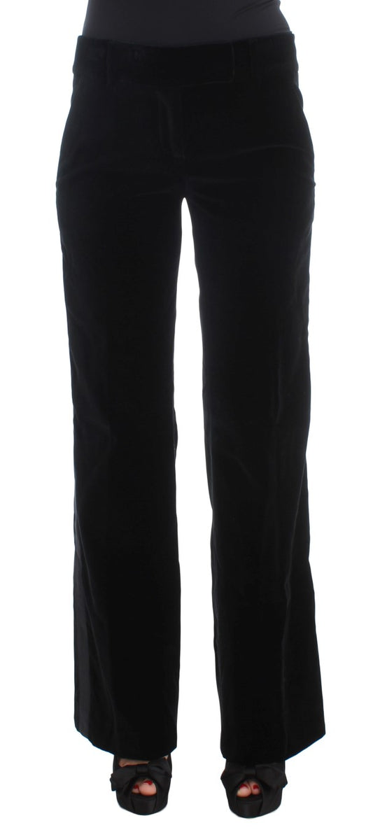 Ermanno Scervino Elegante schwarze Hose aus Seidenmischung mit weitem Bein