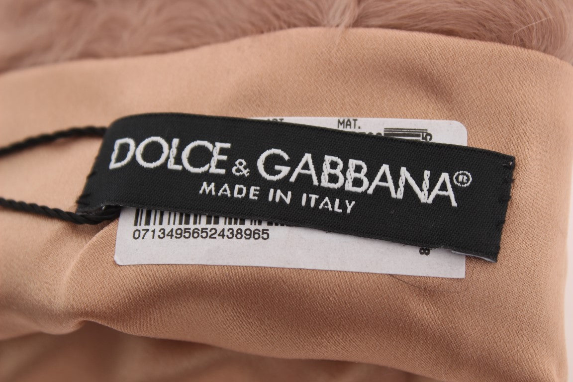 Dolce &amp; Gabbana Beige Suede Xiangao Fur Elbow Gloves