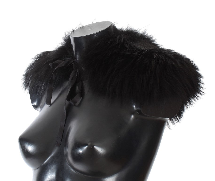 Dolce &amp; Gabbana Black Fox Fur Collar Scarf