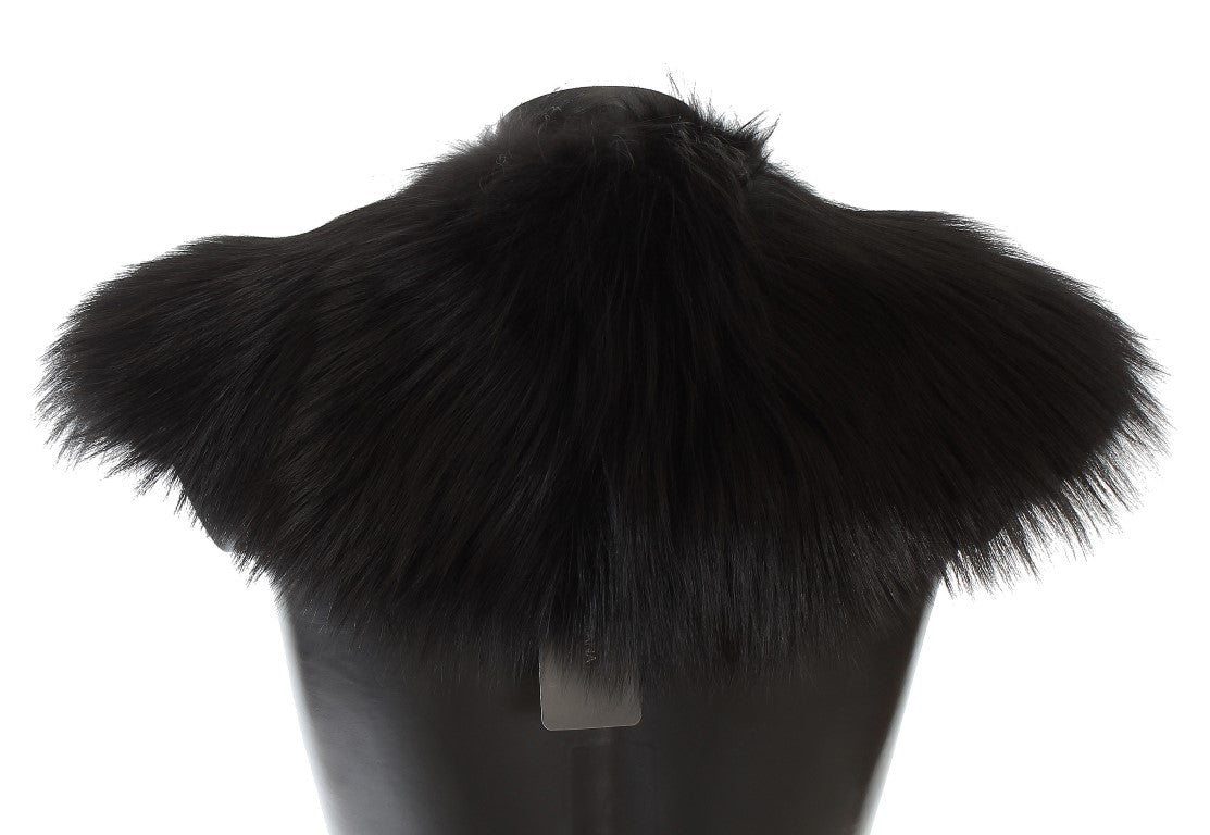 Dolce &amp; Gabbana Black Fox Fur Collar Scarf