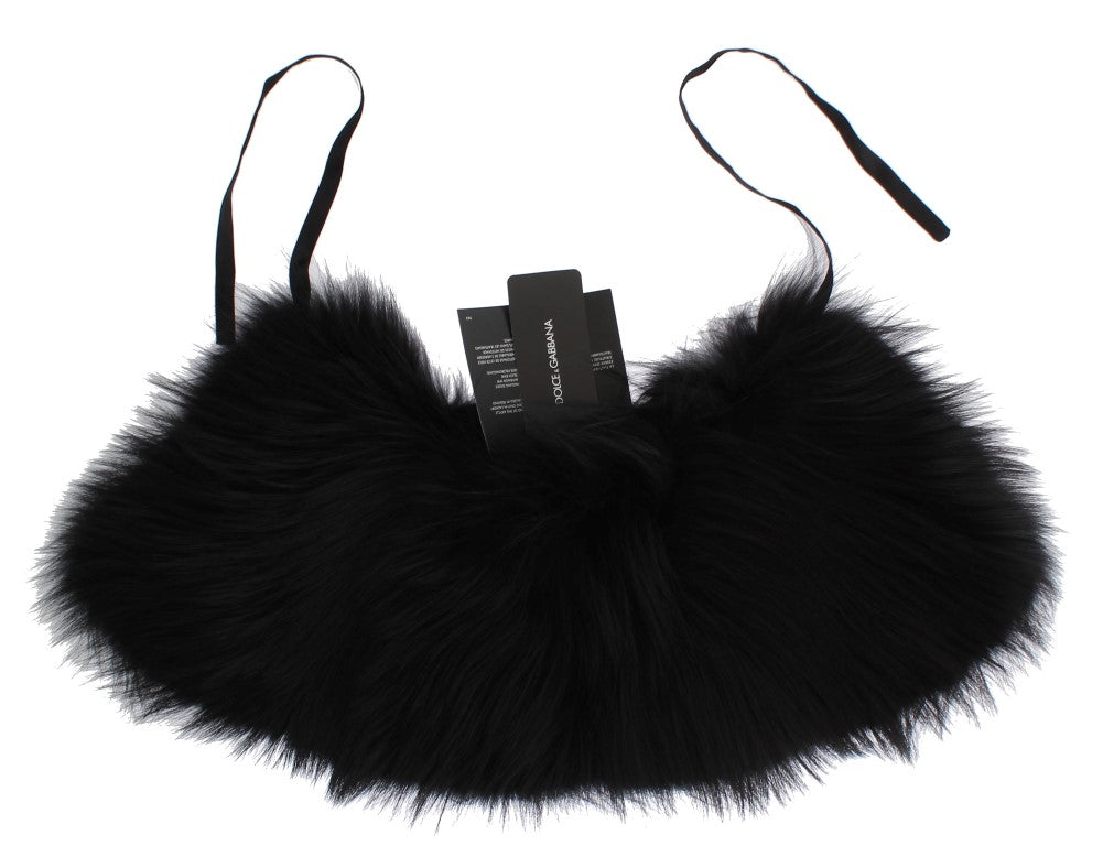 Dolce &amp; Gabbana Black Fox Fur Collar Scarf