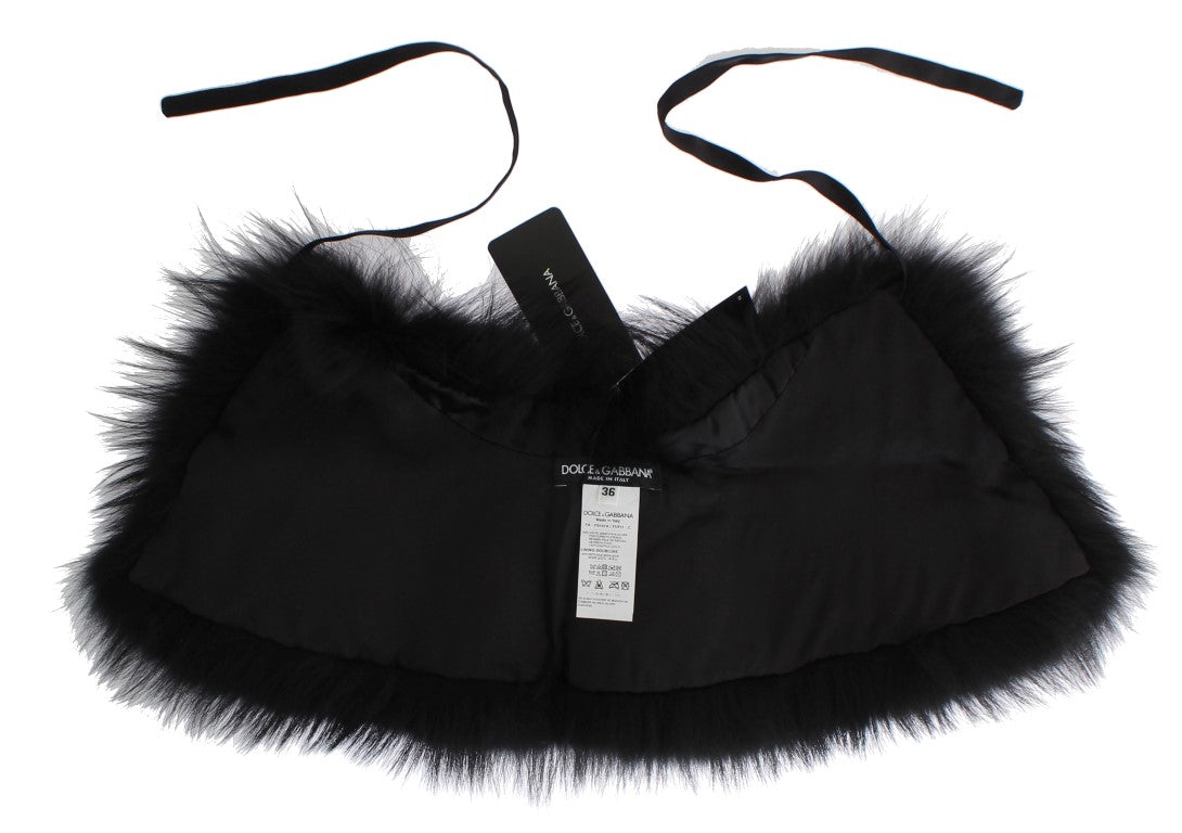 Dolce &amp; Gabbana Black Fox Fur Collar Scarf