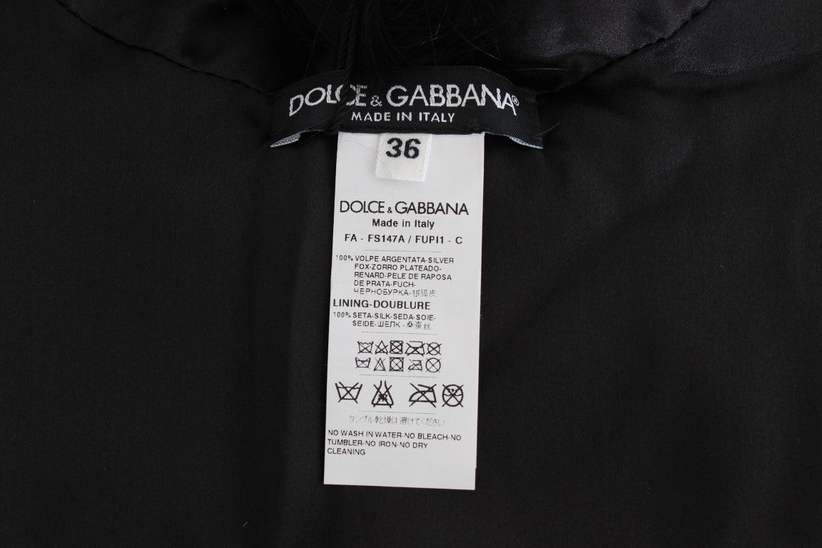 Dolce &amp; Gabbana Black Fox Fur Collar Scarf