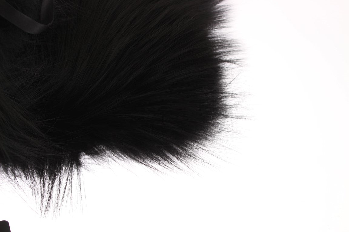 Dolce &amp; Gabbana Black Fox Fur Collar Scarf