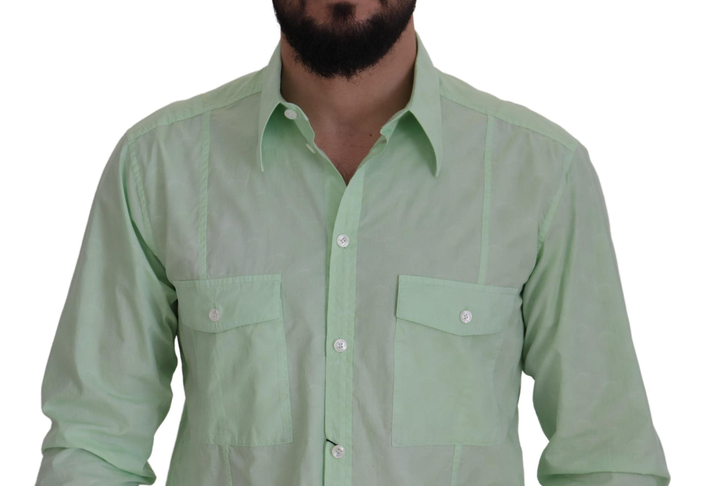 Dolce &amp; Gabbana Mintgrünes Slim-Fit-Lässiges Button-Down-Hemd