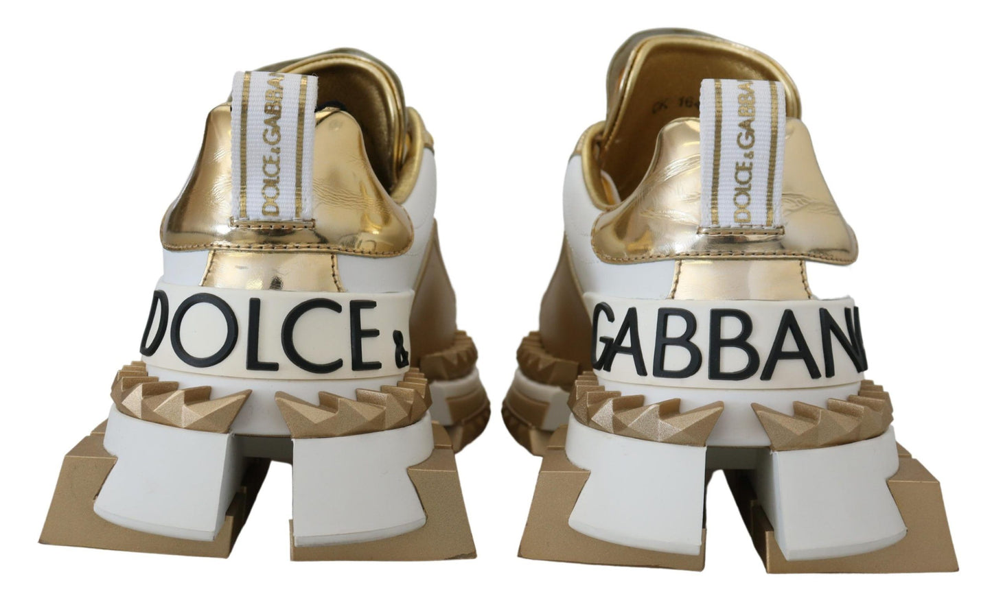 Dolce & Gabbana Elegant White and Gold Leather Sneakers