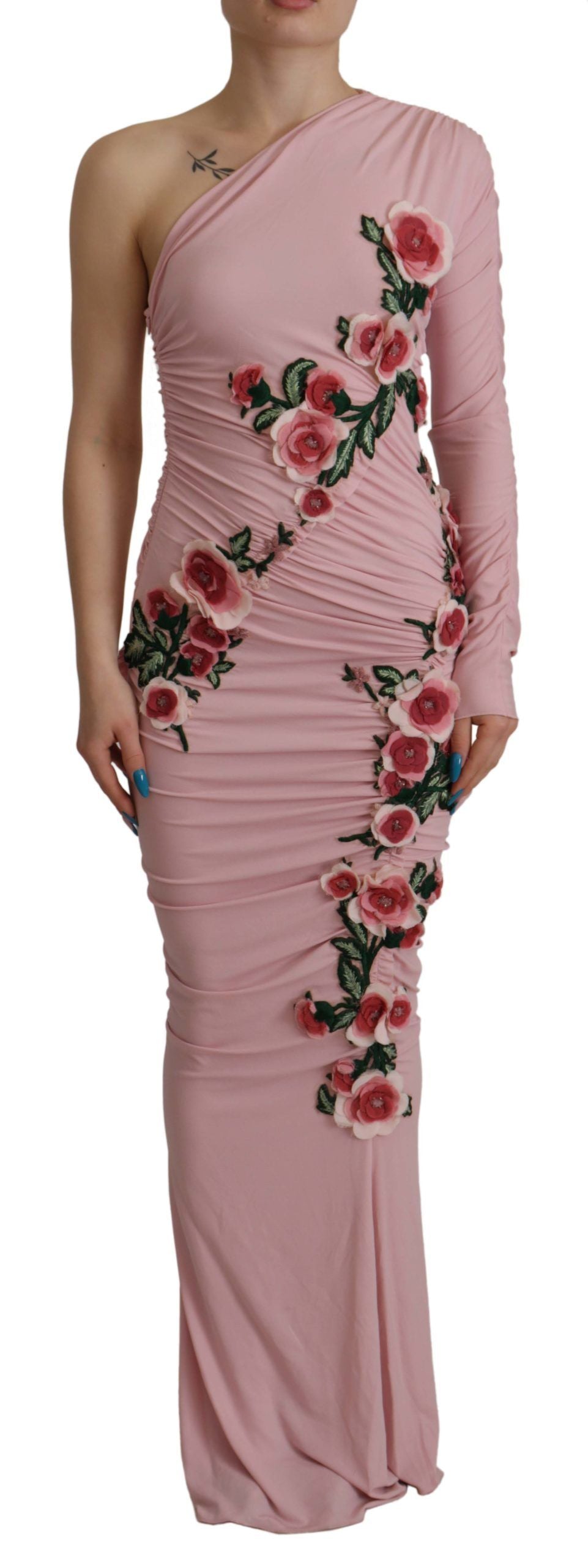 Dolce &amp; Gabbana Elegantes rosa One-Shoulder-Bodycon-Kleid