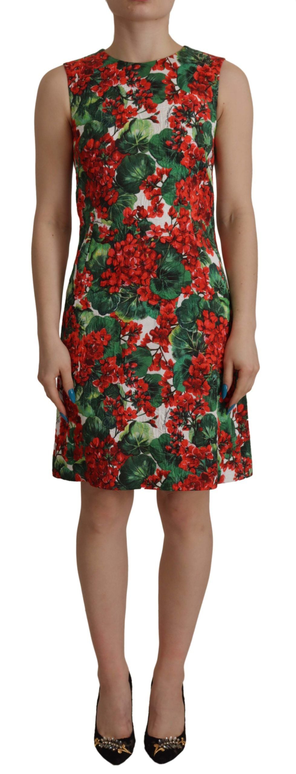 Mehrfarbiges A-Linien-Kleid mit Blumenmuster von Dolce &amp; Gabbana