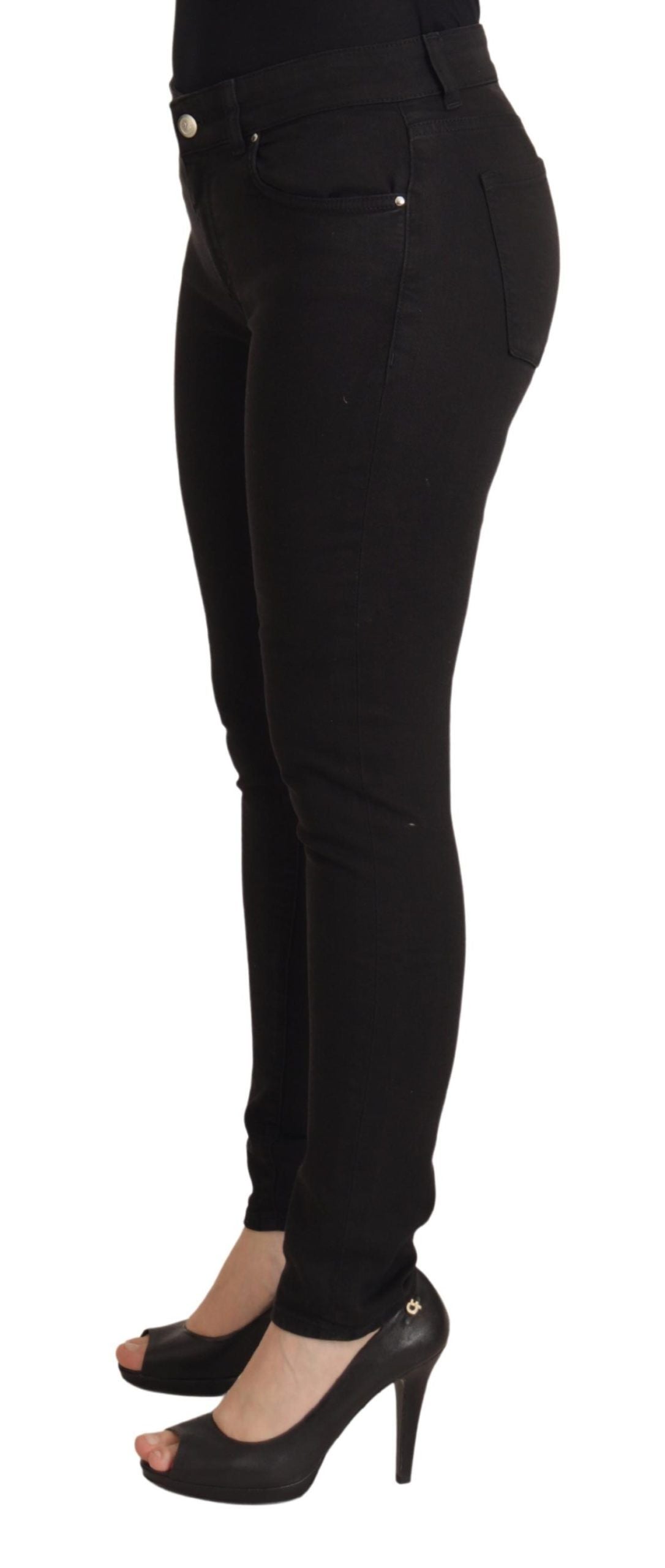 Jeans skinny elasticizzati in cotone nero lucido di Dolce &amp; Gabbana