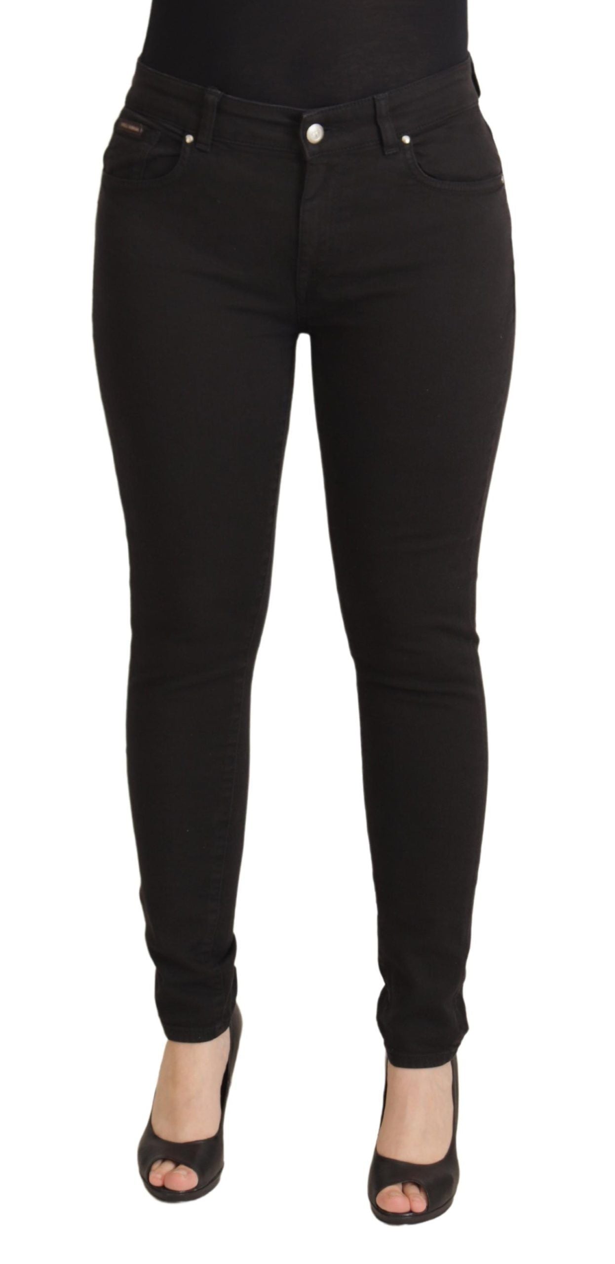 Jeans skinny elasticizzati in cotone nero lucido di Dolce &amp; Gabbana