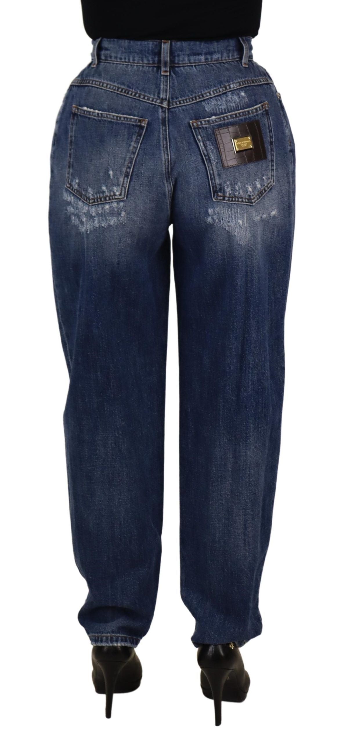 Dolce &amp; Gabbana Blue Washed High Waist Loose Fit Pants