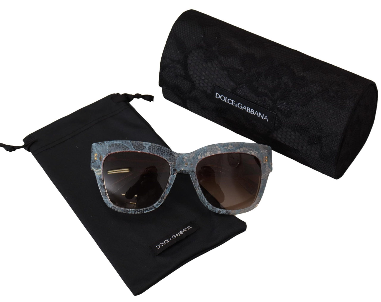 Dolce &amp; Gabbana Blue Lace Acetate Rectangle DG4231 Shades Sunglasses