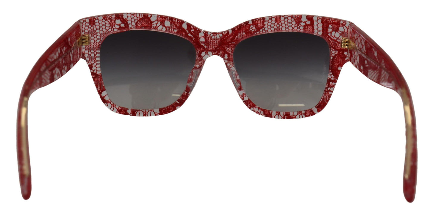 Dolce &amp; Gabbana Red Lace Acetate Rectangle Shades DG4231F Sunglasses