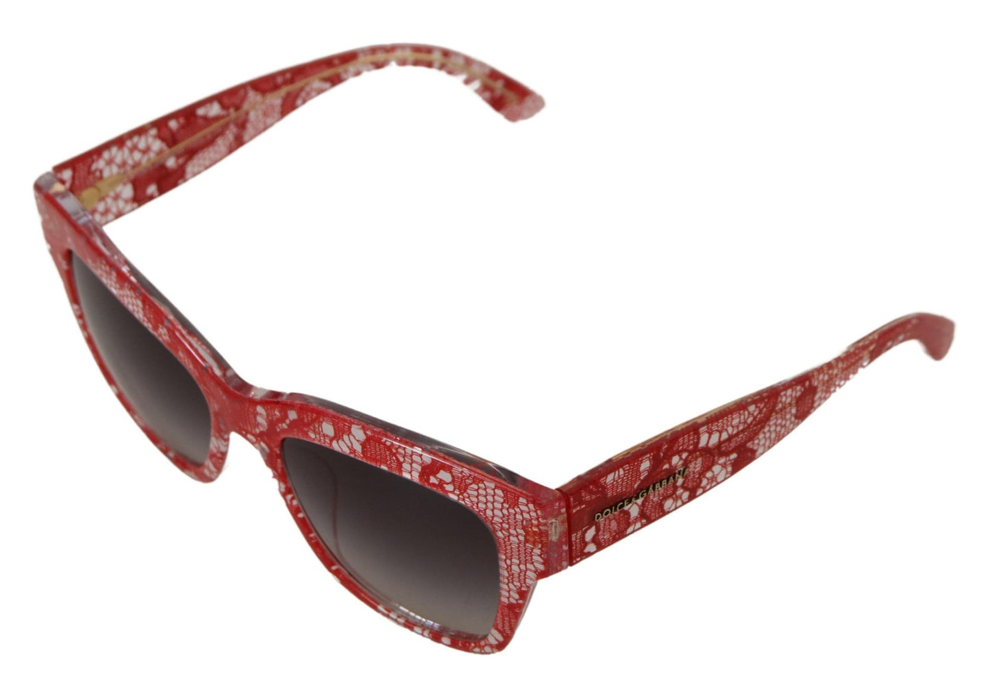 Dolce &amp; Gabbana Red Lace Acetate Rectangle Shades DG4231F Sunglasses