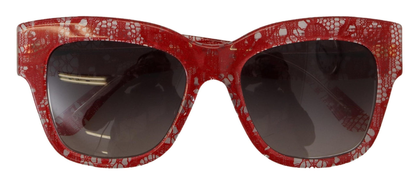 Dolce &amp; Gabbana Red Lace Acetate Rectangle Shades DG4231F Sunglasses