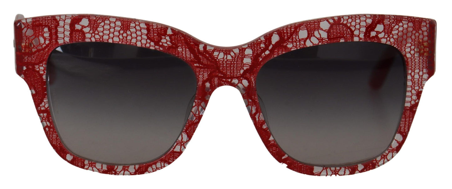 Dolce &amp; Gabbana Red Lace Acetate Rectangle Shades DG4231F Sunglasses