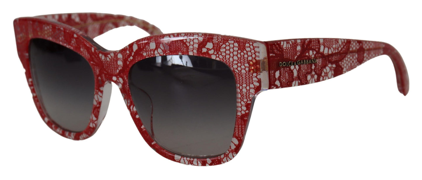 Dolce &amp; Gabbana Red Lace Acetate Rectangle Shades DG4231F Sunglasses