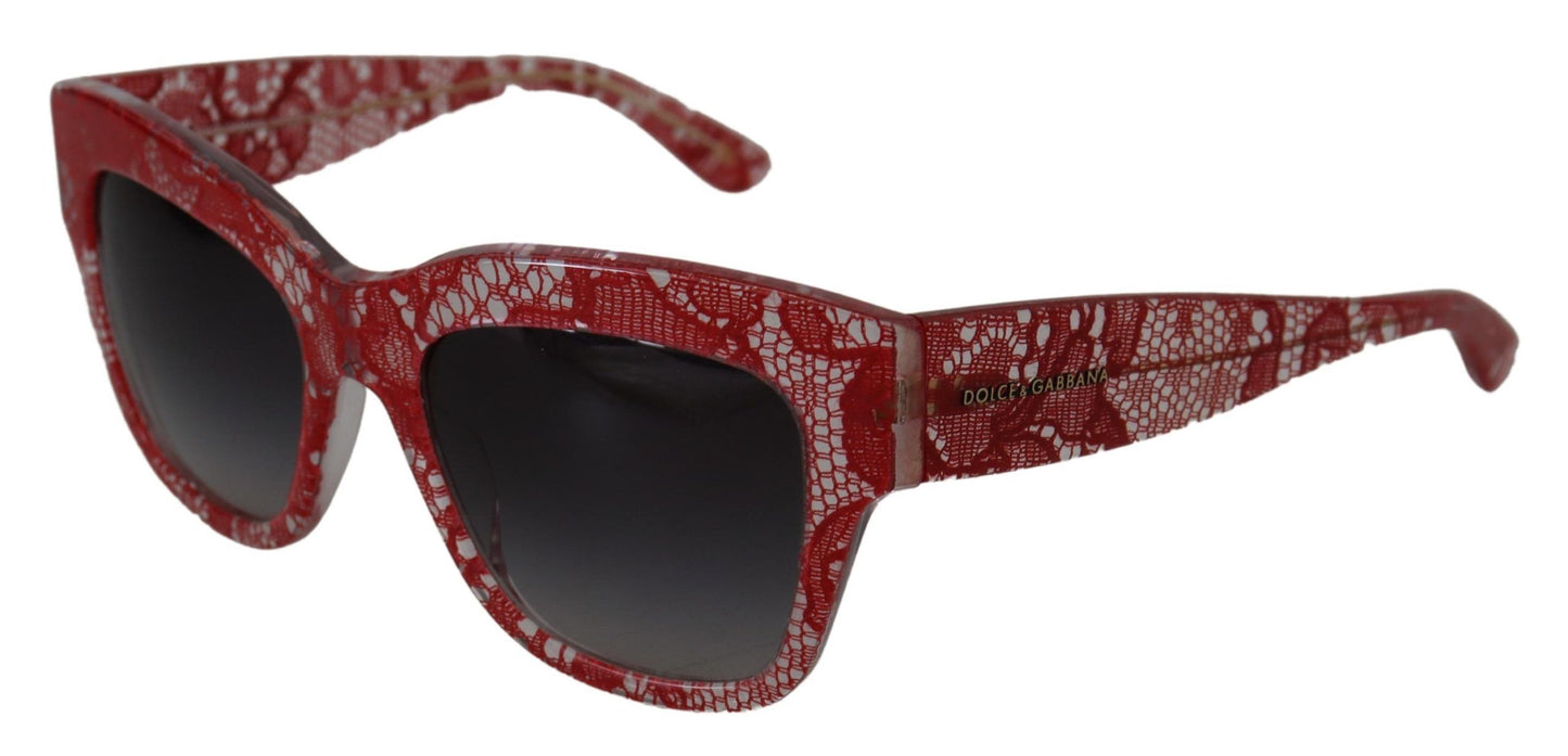 Dolce &amp; Gabbana Red Lace Acetate Rectangle Shades DG4231Sunglasses