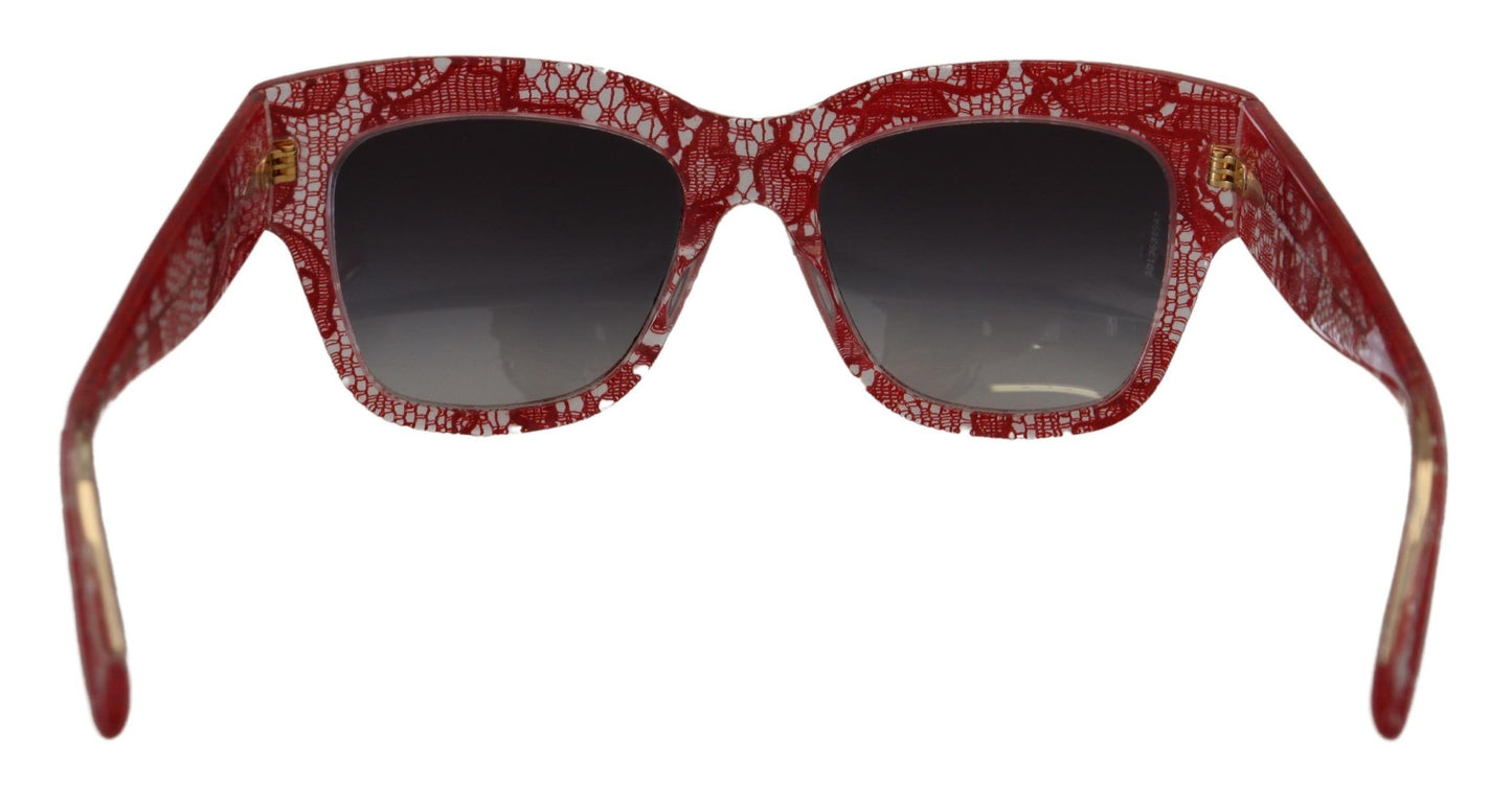 Dolce &amp; Gabbana Red Lace Acetate Rectangle Shades DG4231Sunglasses