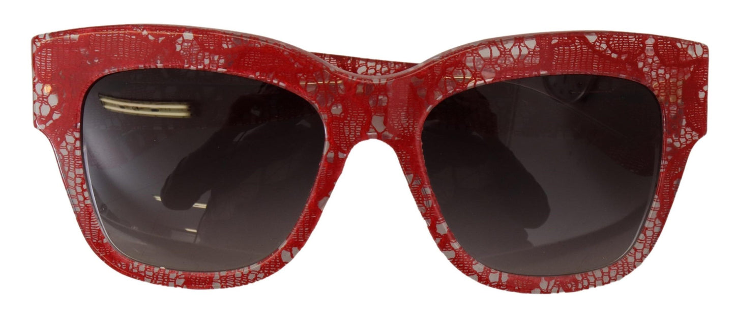 Dolce &amp; Gabbana Red Lace Acetate Rectangle Shades DG4231Sunglasses