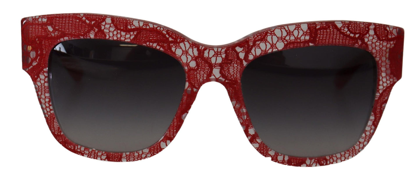 Dolce &amp; Gabbana Red Lace Acetate Rectangle Shades DG4231Sunglasses