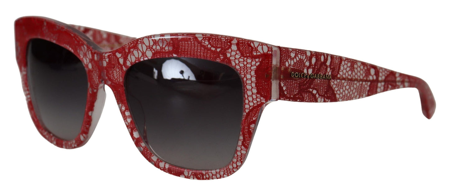 Dolce &amp; Gabbana Red Lace Acetate Rectangle Shades DG4231Sunglasses