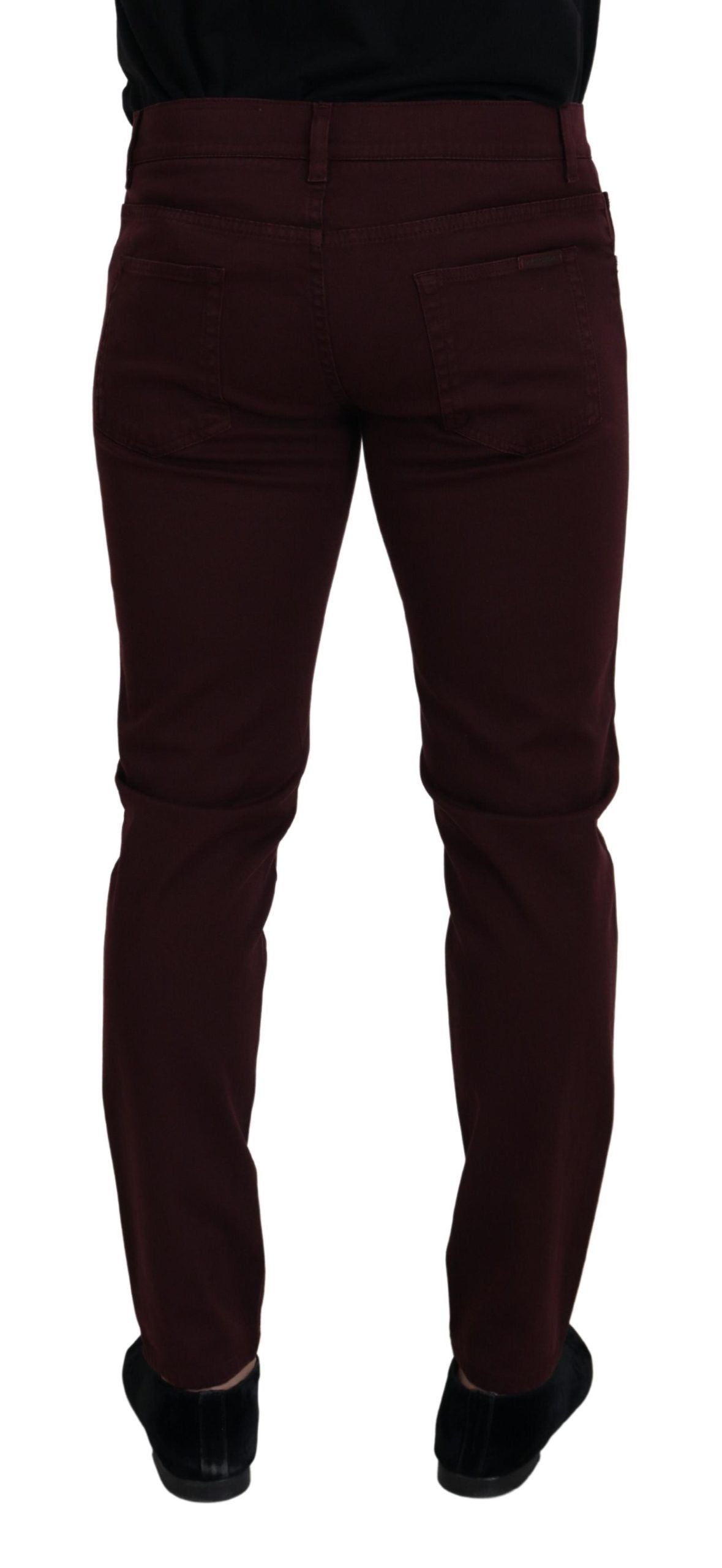 Dolce &amp; Gabbana Slim Fit Bordeaux Jeans – Italienischer Luxus