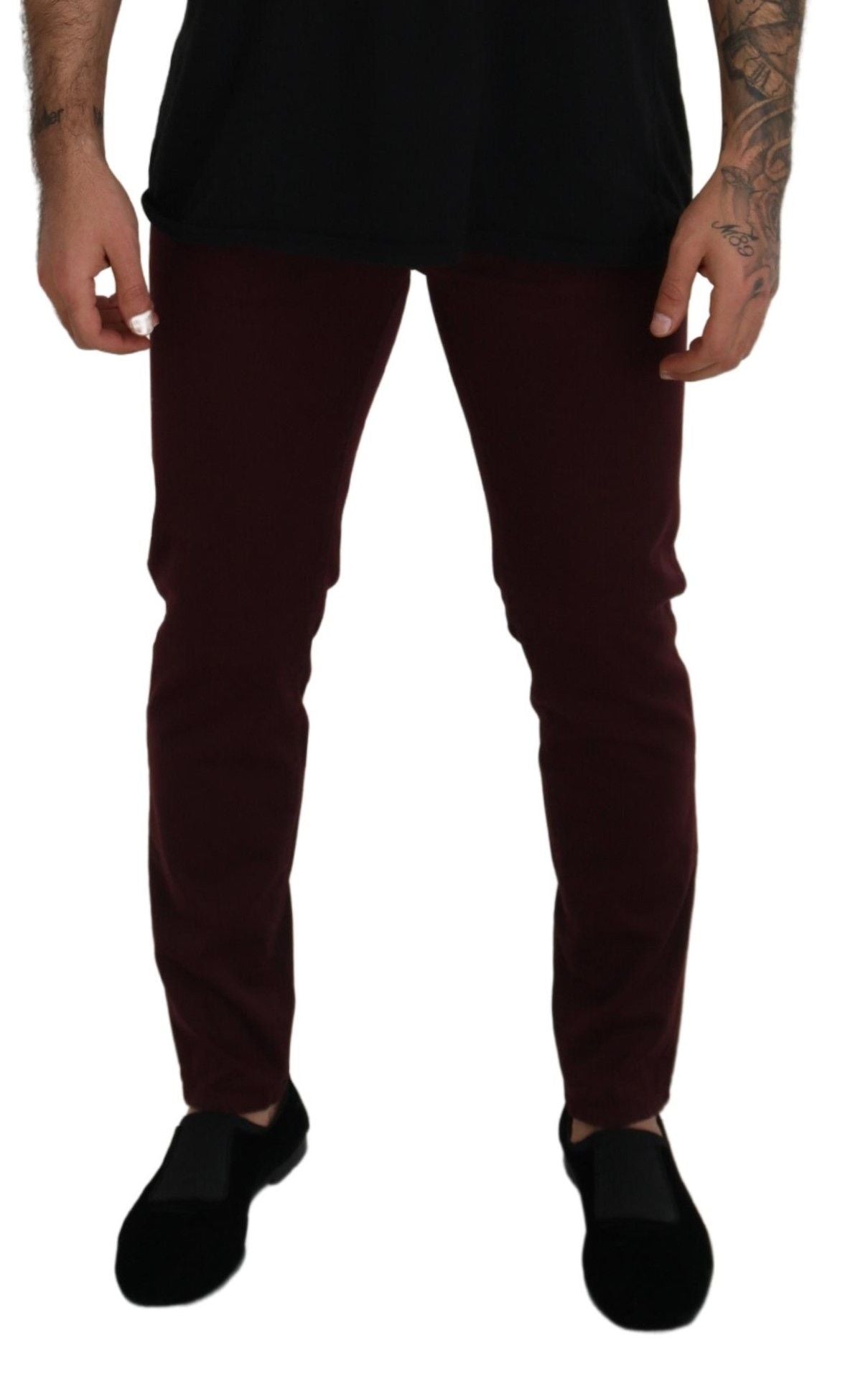 Dolce &amp; Gabbana Slim Fit Bordeaux Jeans – Italienischer Luxus