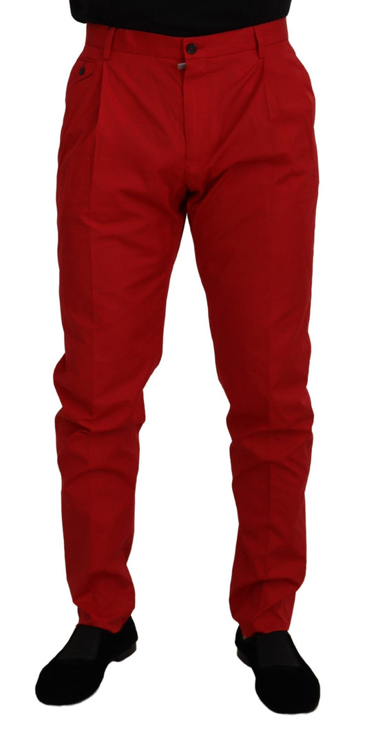 Dolce &amp; Gabbana Elegante Slim Fit Crimson Chinos