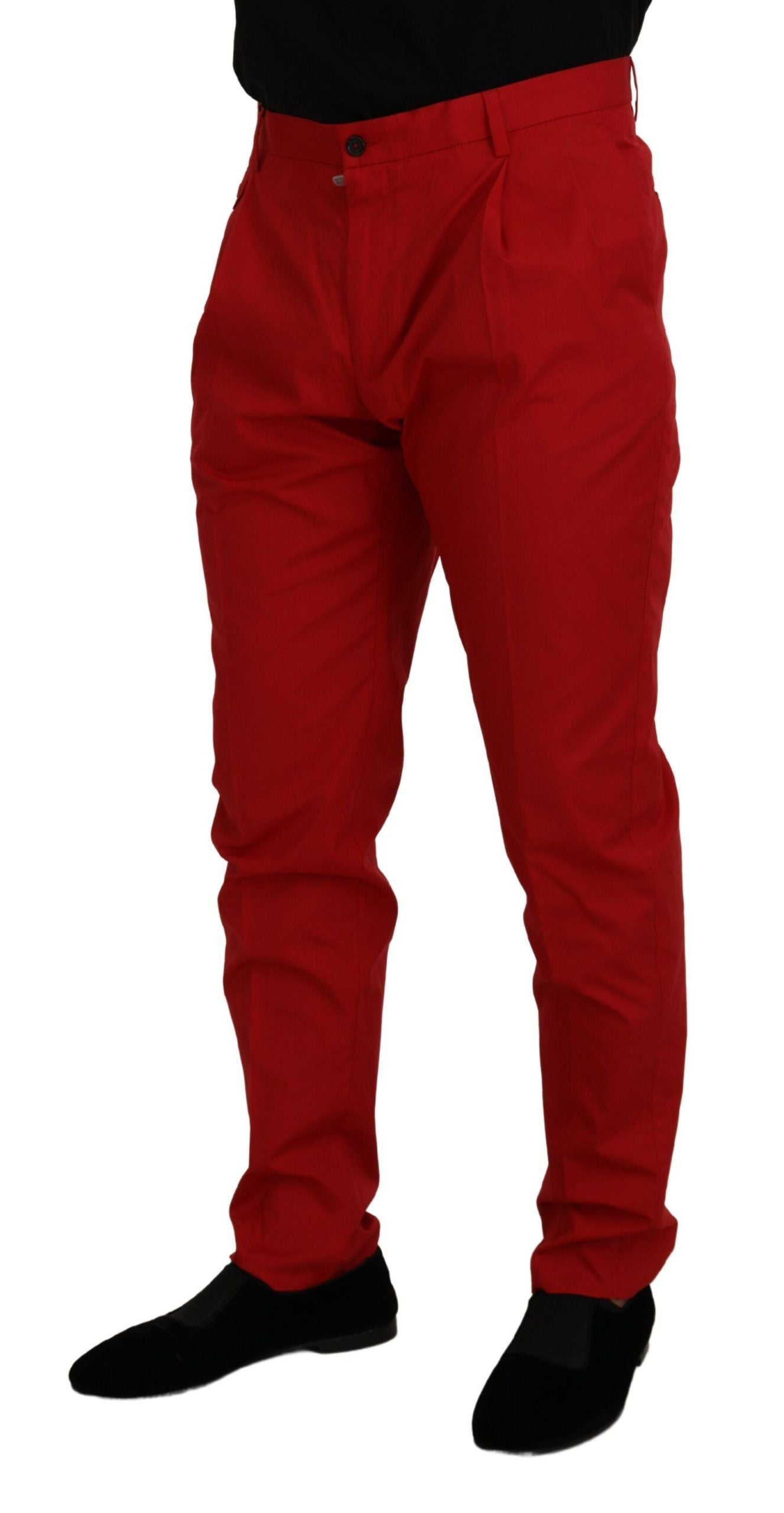 Dolce &amp; Gabbana Elegante Slim Fit Crimson Chinos