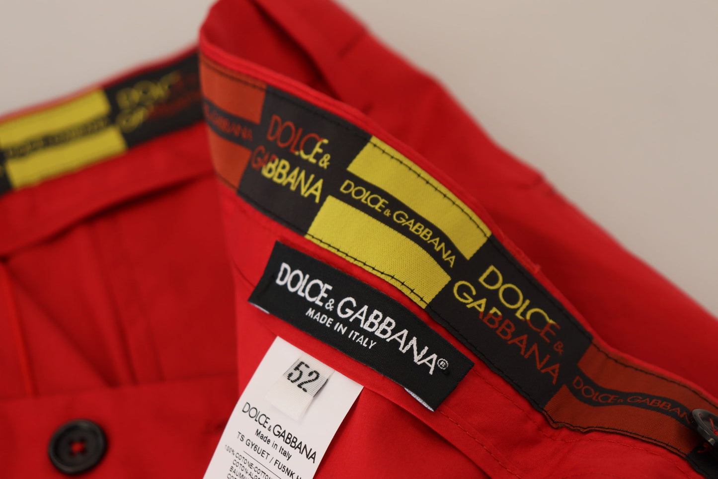 Dolce &amp; Gabbana Elegante Slim Fit Crimson Chinos