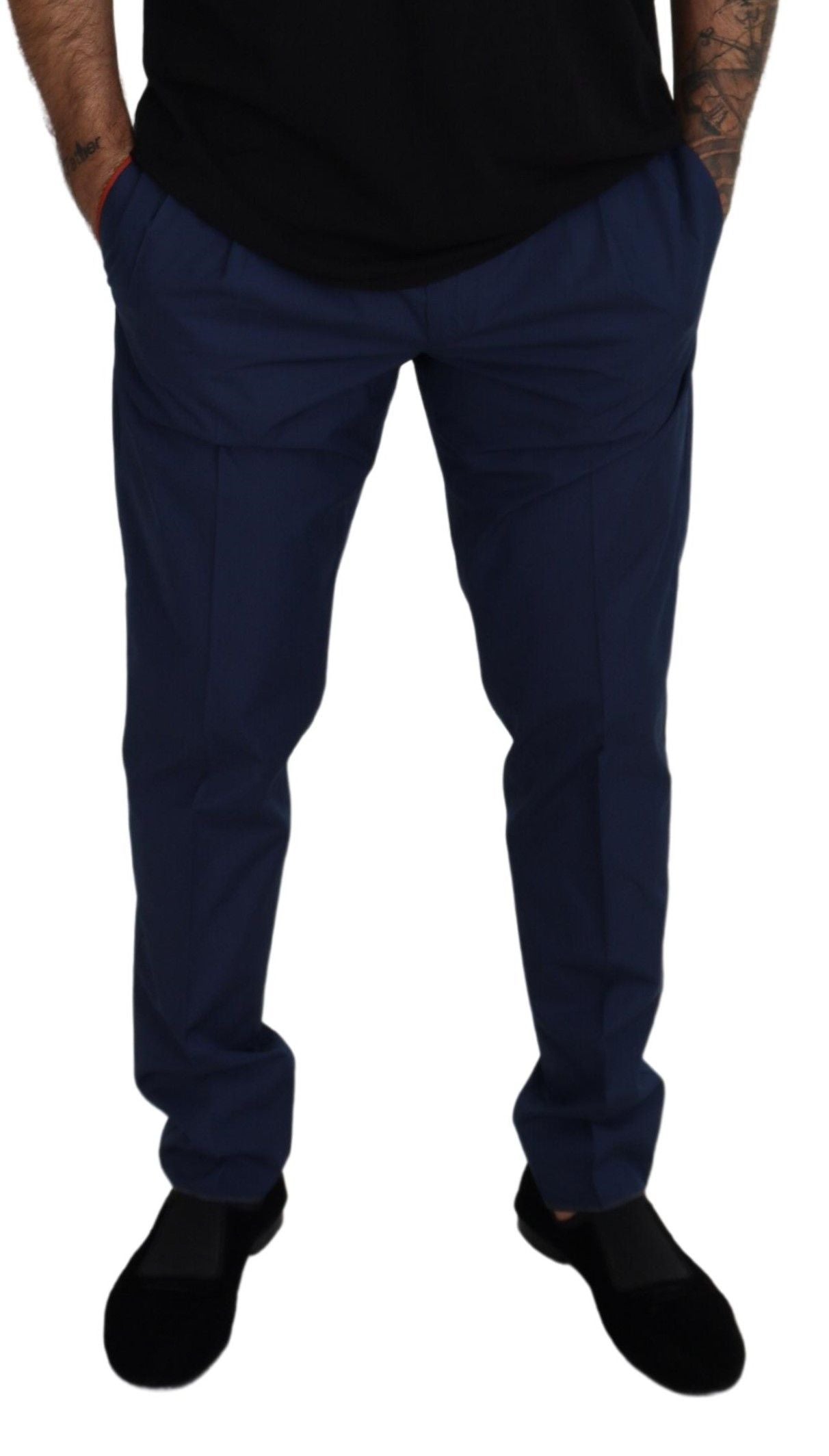 Elegante Slim-Fit-Chinohose von Dolce &amp; Gabbana aus blauer Seidenmischung