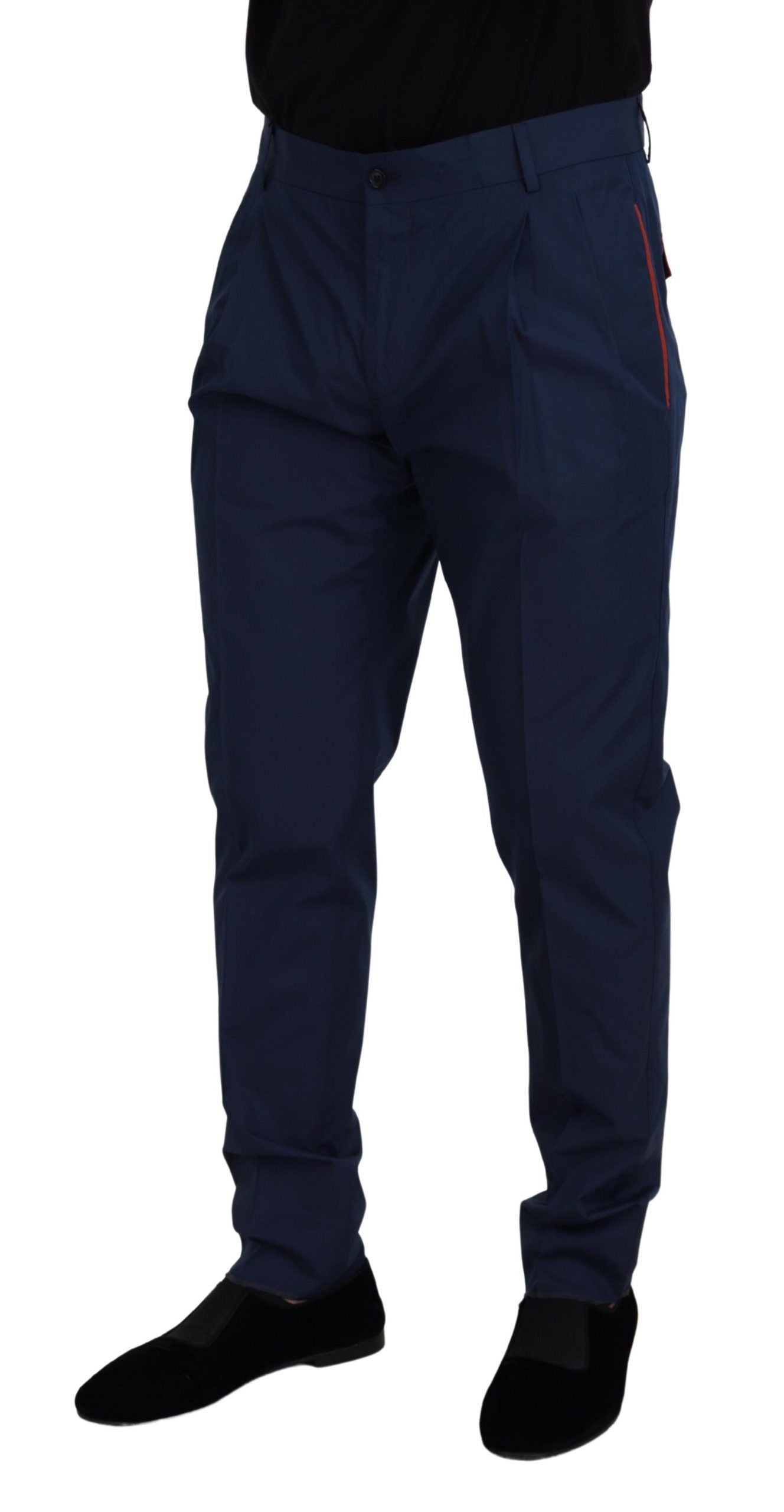 Elegante Slim-Fit-Chinohose von Dolce &amp; Gabbana aus blauer Seidenmischung