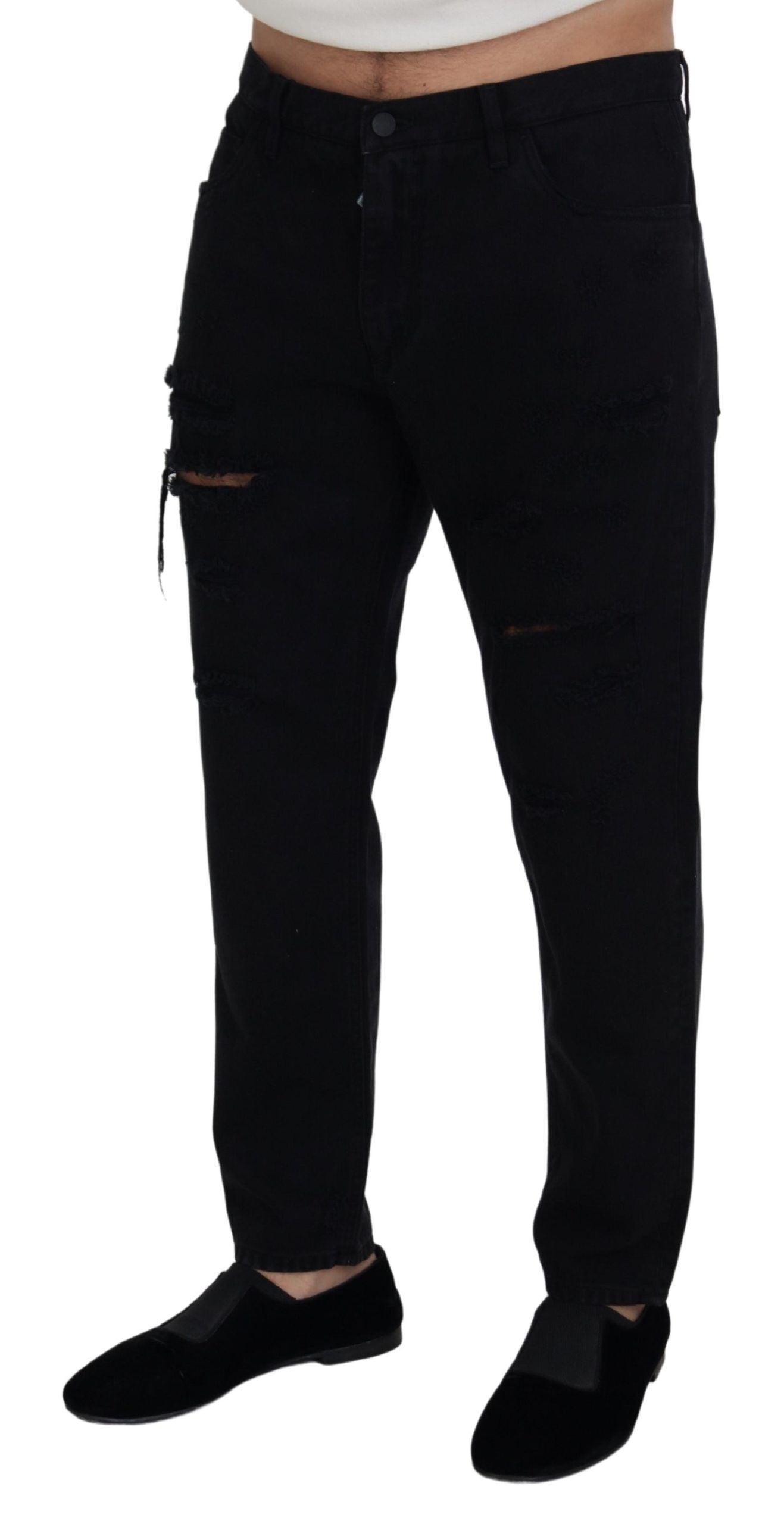 Dolce &amp; Gabbana Elegante schwarze italienische Jeans mit lockerer Passform