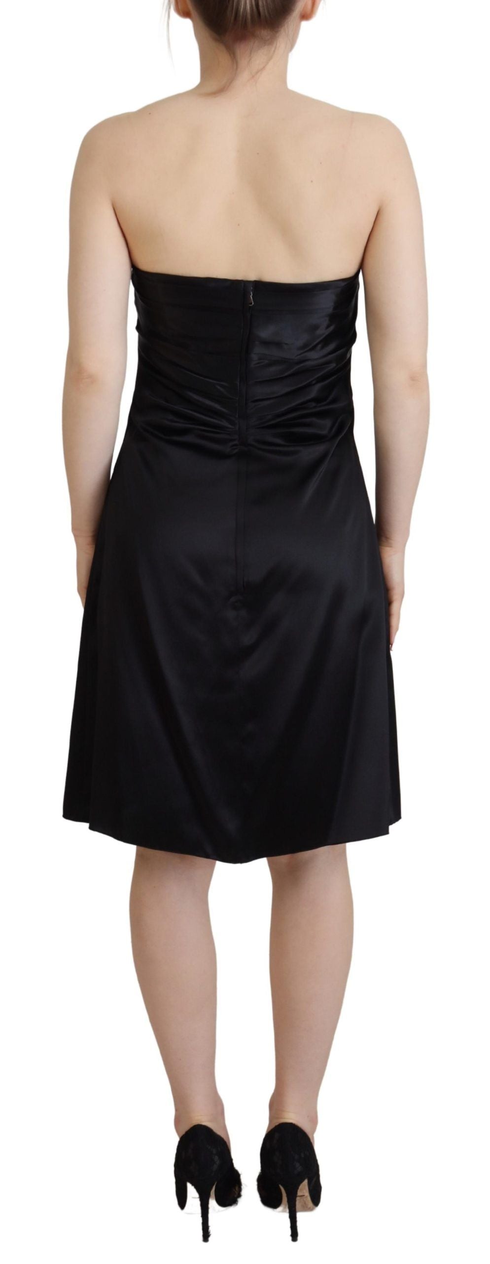 Dolce &amp; Gabbana Black Silk Shift Short Mini Party Dress