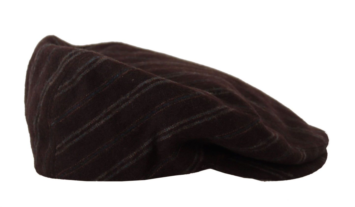 Dolce & Gabbana Elegant Striped Wool Blend Newsboy Cap