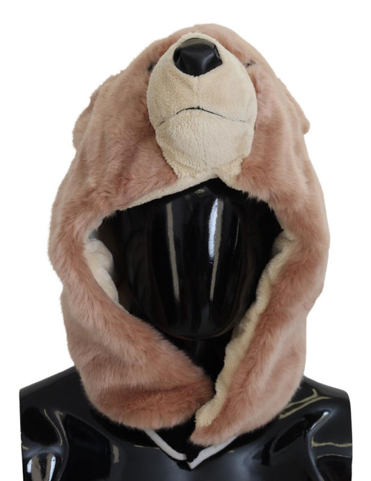 Dolce &amp; Gabbana Beige Bear Fur Whole Head Cap One Size Polyester Hat