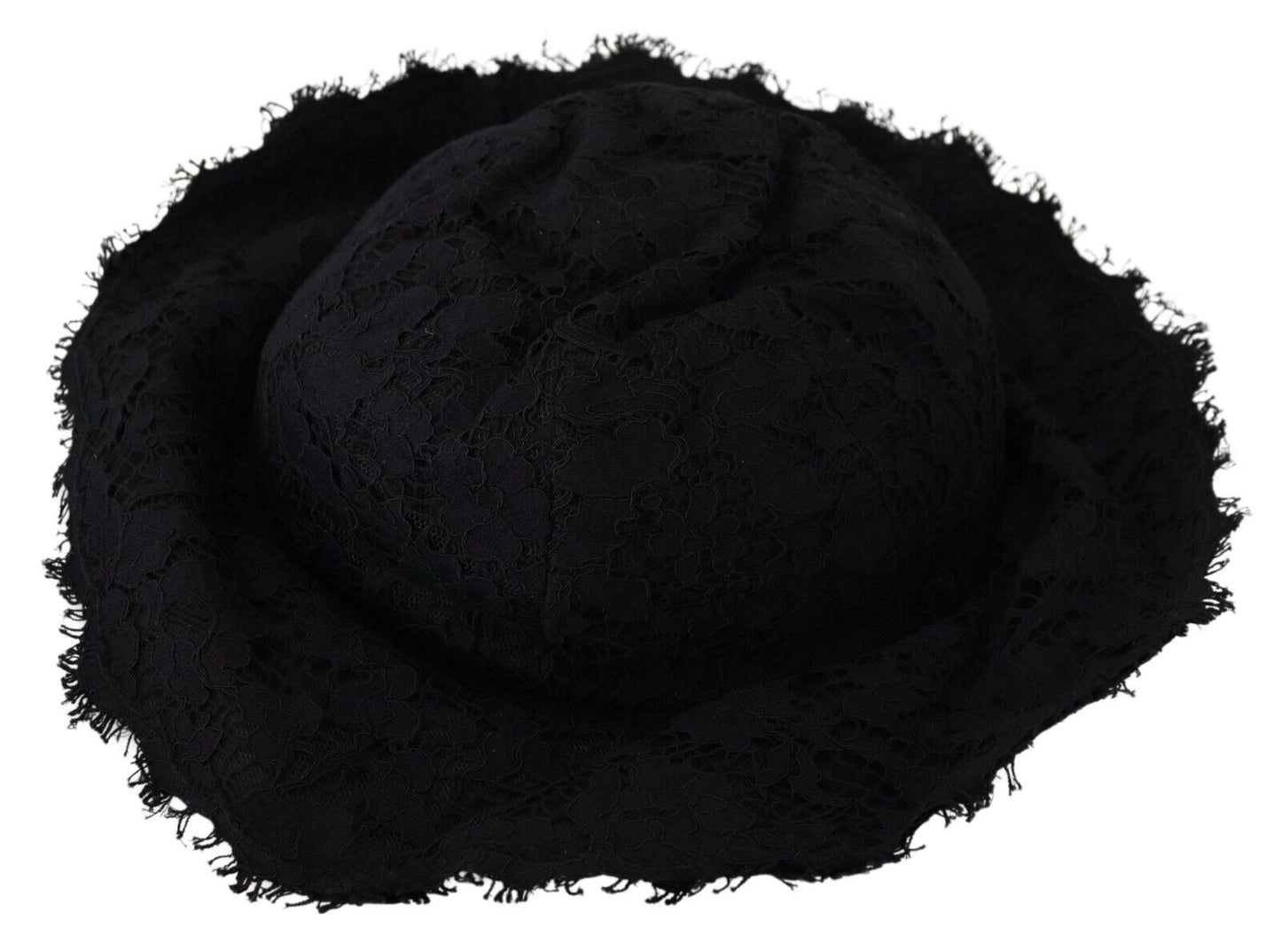 Dolce &amp; Gabbana Black Cotton Wide Brim Shade Hat