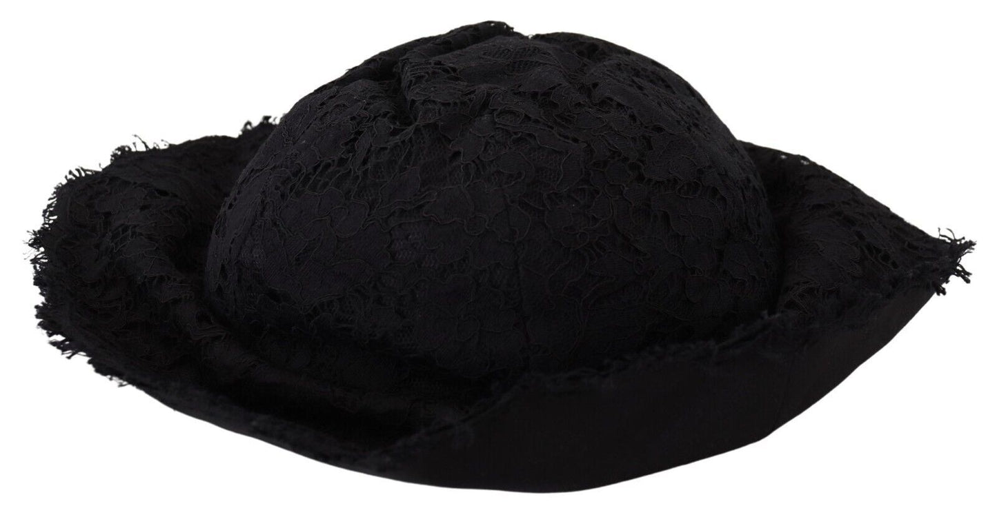 Dolce &amp; Gabbana Black Cotton Wide Brim Shade Hat