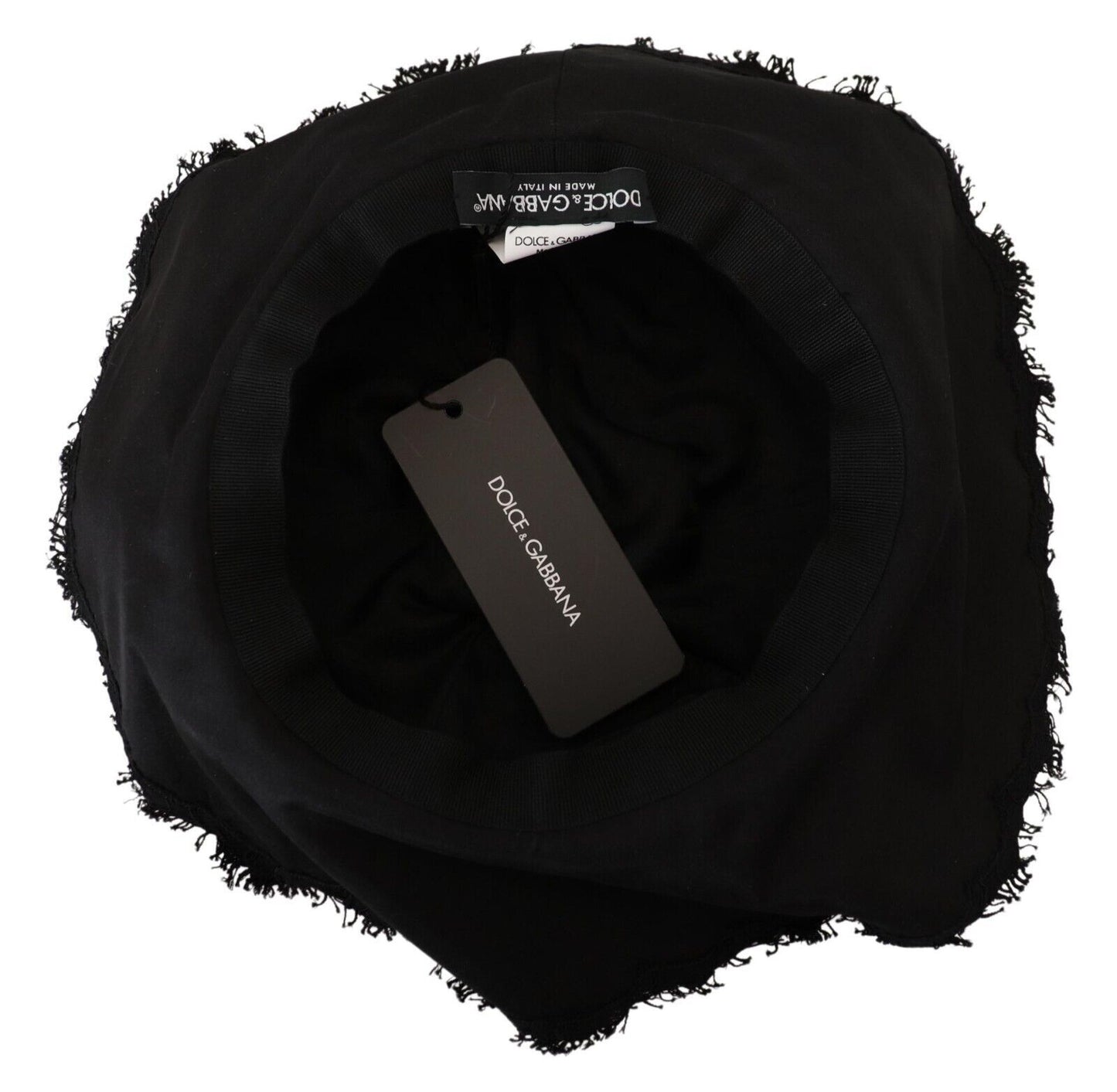 Dolce &amp; Gabbana Black Cotton Wide Brim Shade Hat