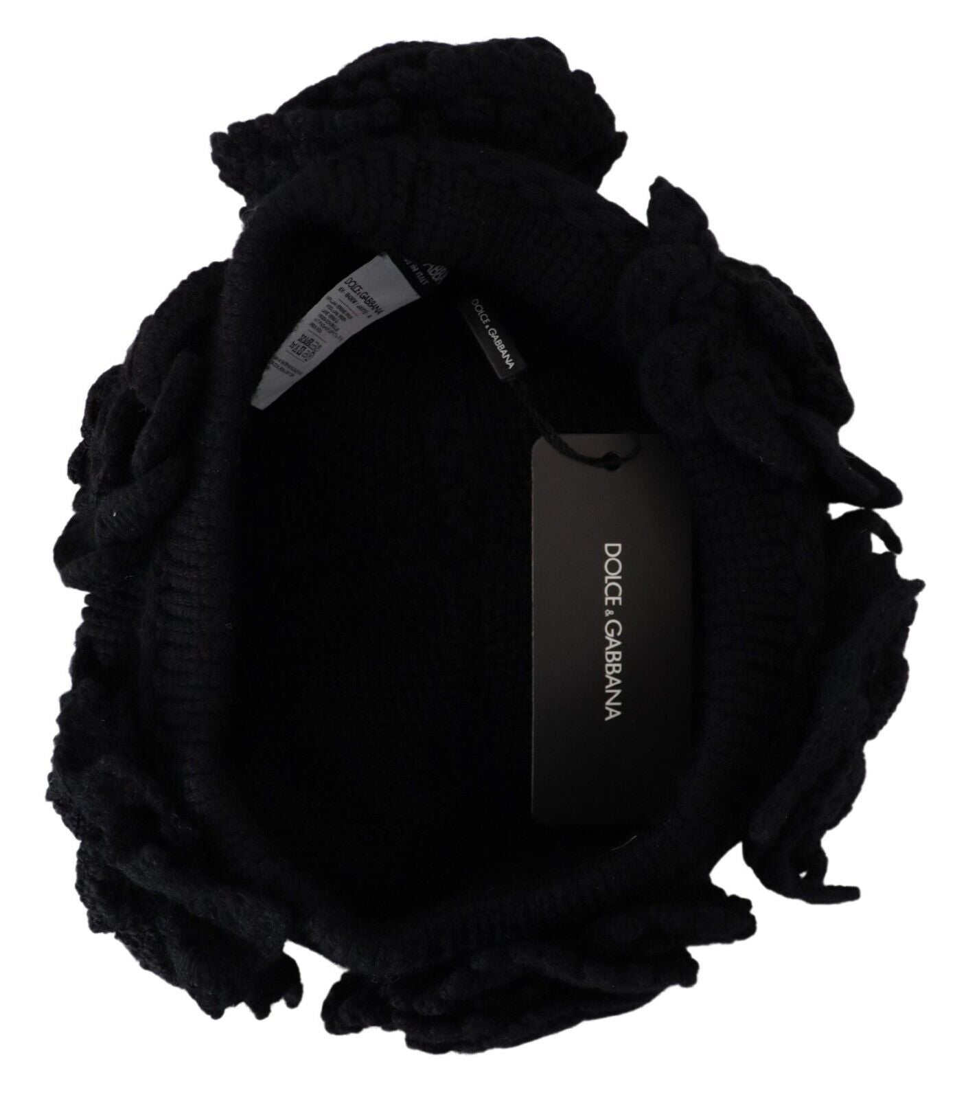 Dolce &amp; Gabbana Black Wool Knit Winter Beanie Hat