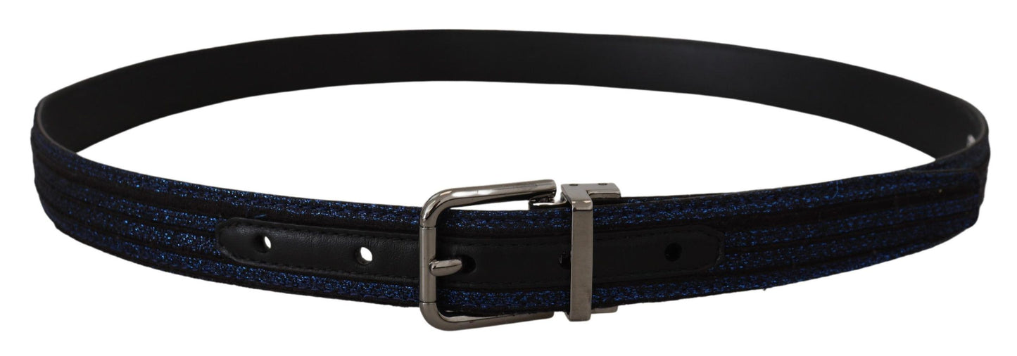 Dolce & Gabbana Elegant Blue Jacquard Leather Belt