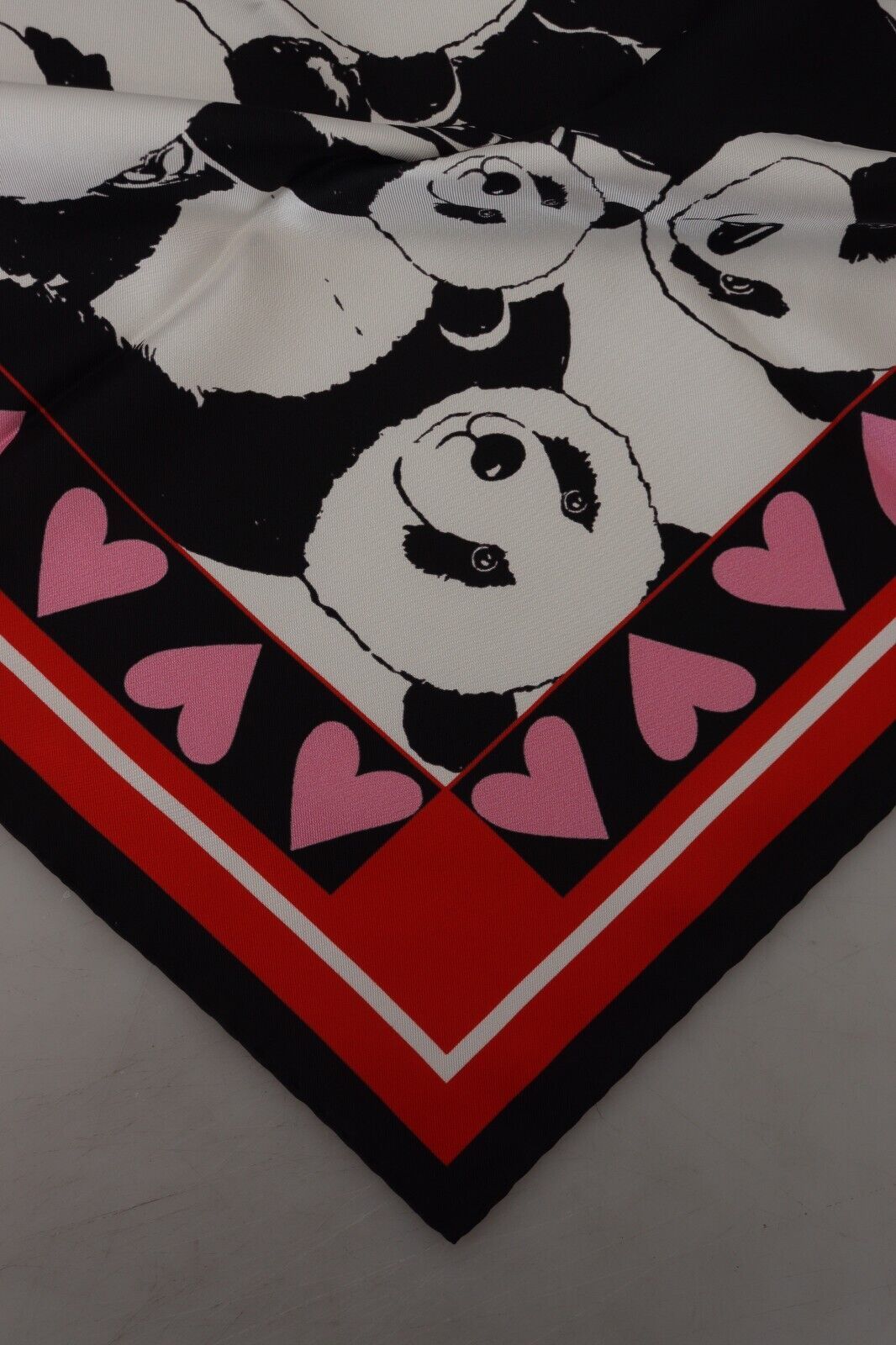 Dolce &amp; Gabbana Multicolor Panda Print Silk Shawl Wrap Scarf