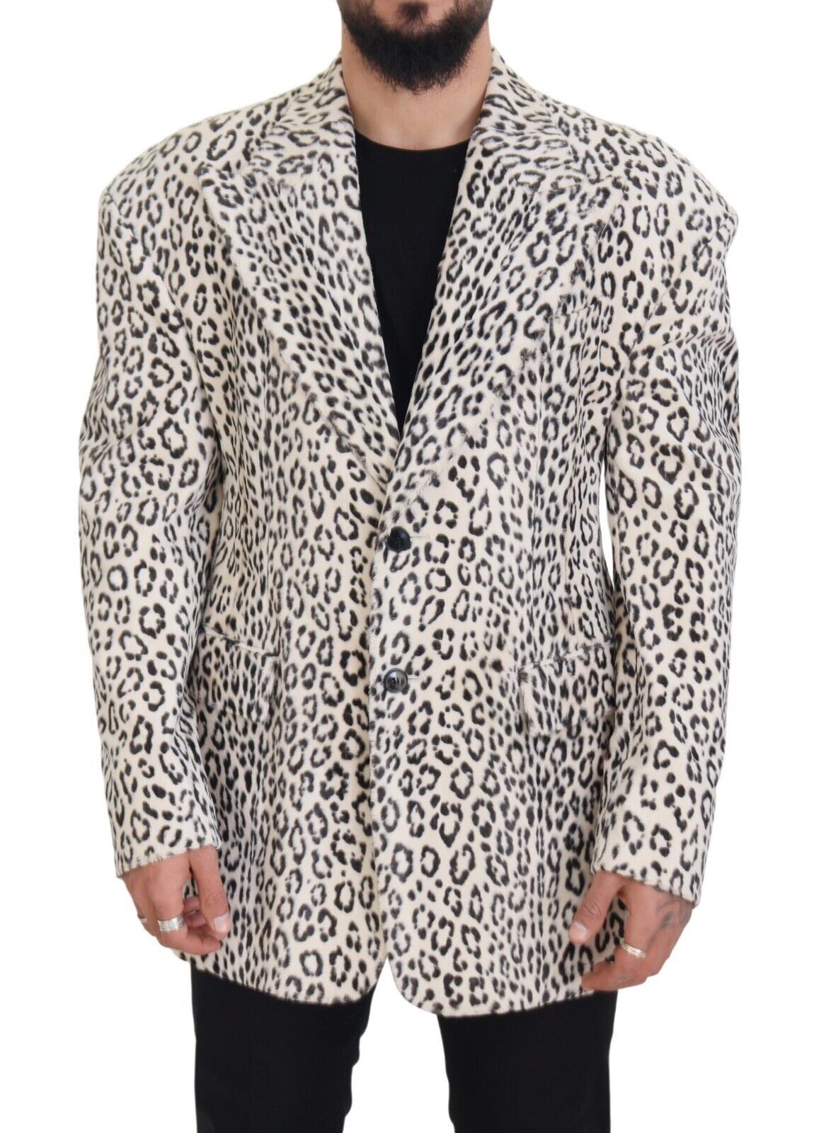 Dolce &amp; Gabbana White Leopard Single Breasted Coat Blazer