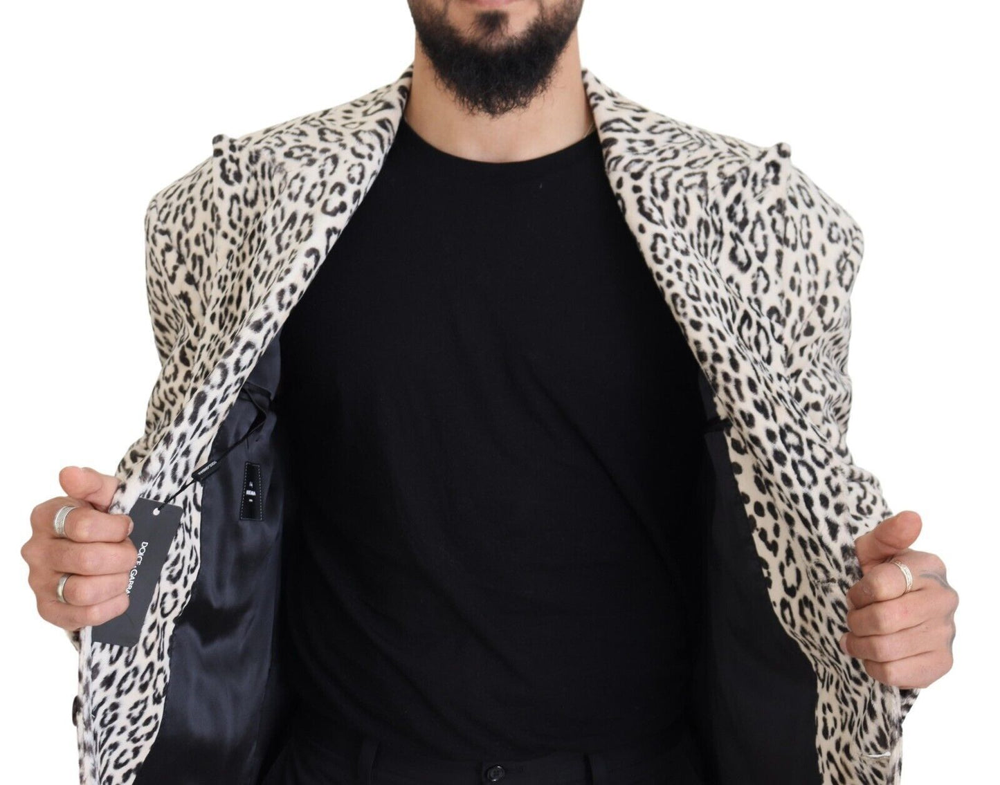 Dolce &amp; Gabbana White Leopard Single Breasted Coat Blazer