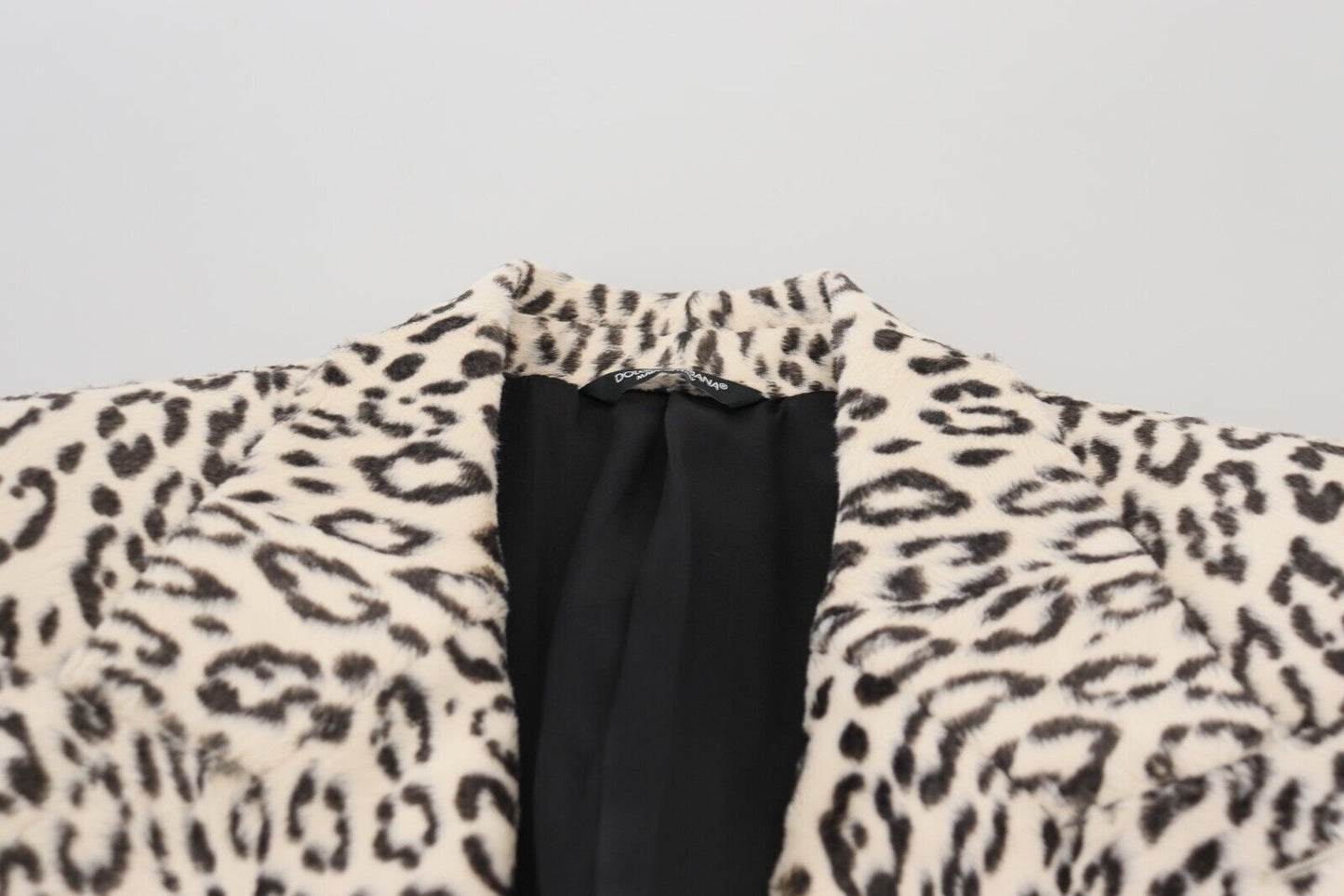 Dolce &amp; Gabbana White Leopard Single Breasted Coat Blazer