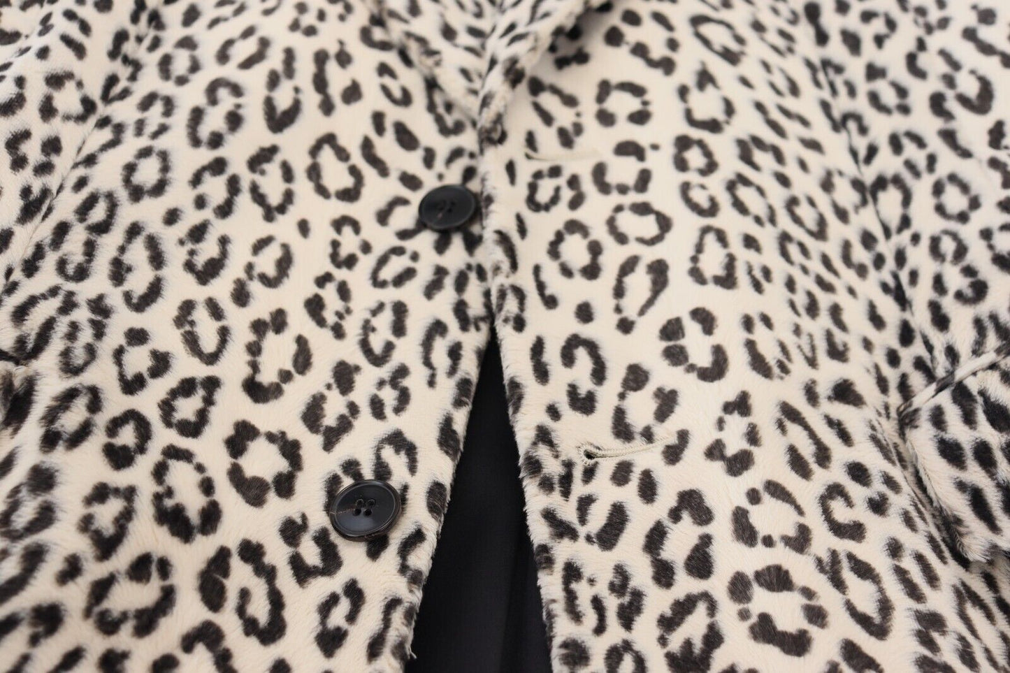 Dolce &amp; Gabbana White Leopard Single Breasted Coat Blazer