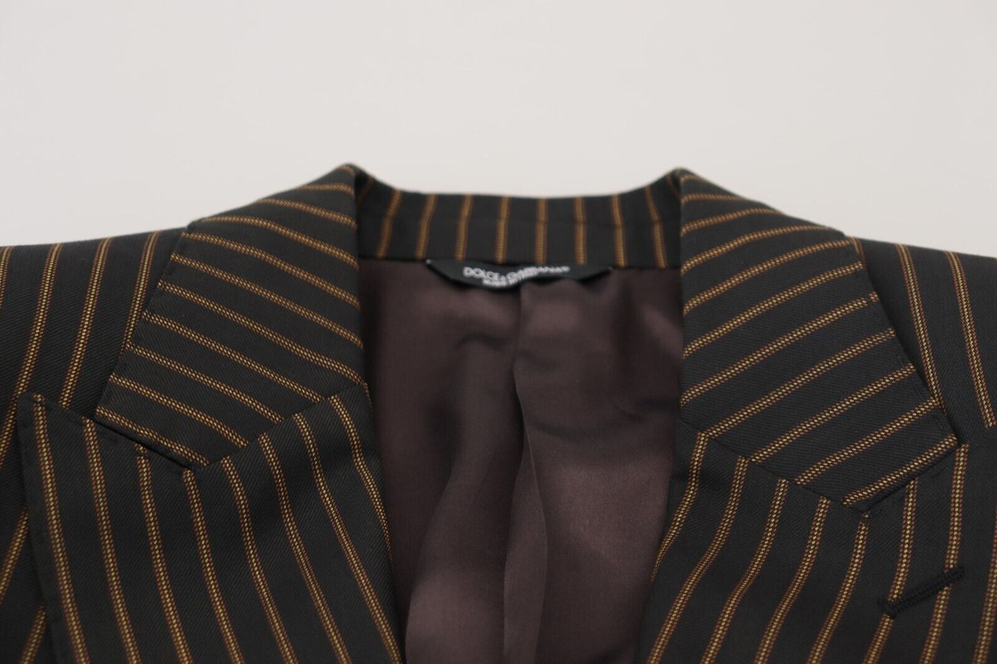 Dolce &amp; Gabbana Black Brown Stripes Single Breasted Blazer