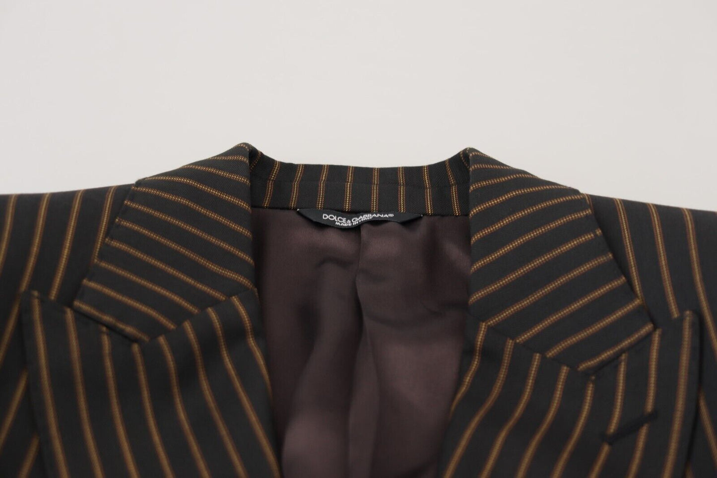 Dolce &amp; Gabbana Black Brown Stripes Single Breasted Blazer